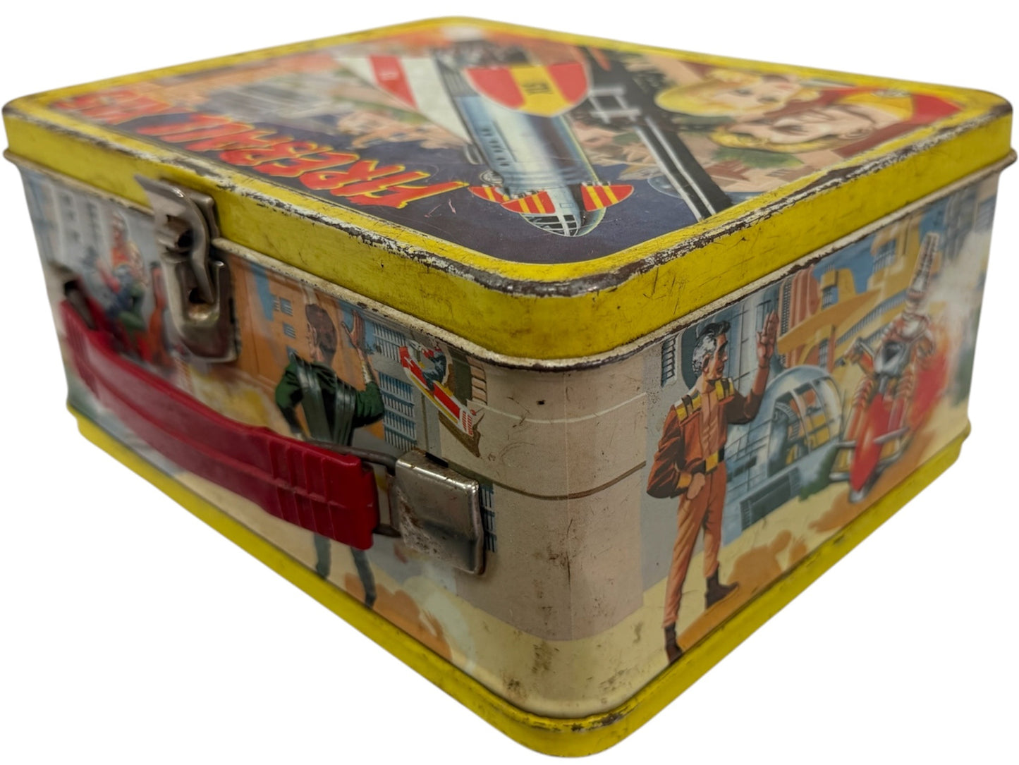 Vintage 1964 KST Gerry Andersons Fireball XL5 Tin Tote Lunch Box With Thermos Thermal Bottle Flask - Very Good Condition Ultra Rare Item