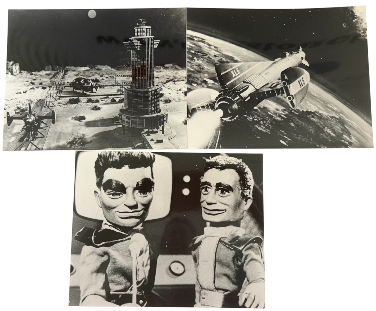 Vintage Gerry Andersons Thunderbirds & Fireball XL5 Set Of 15 Large 10" by 8" Black & White Photograph Prints - Ultra Rare - Unsold Shop Stock