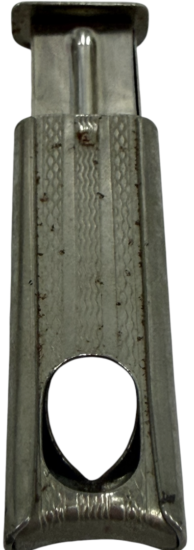 Vintage Pocket Cigar Cutter - Sliding V-Cut / Wedge Guillotine, Textured Engine-Turned Metal, Mid-Century Tobacciana Collectible