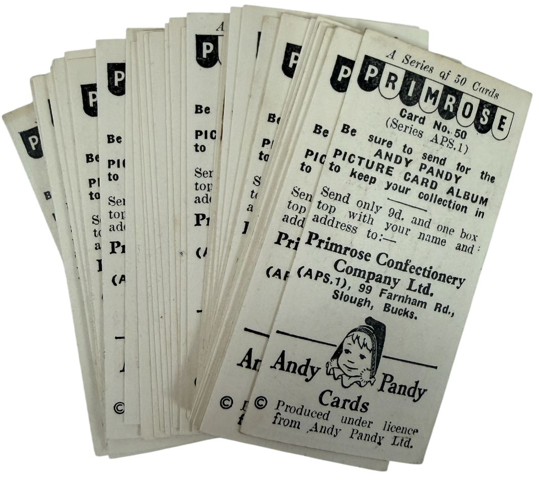 Vintage 1960 Primrose Confectionery Full Set Of 50 Andy Pandy Sweet Cigarette Cards - Fantastic Condition