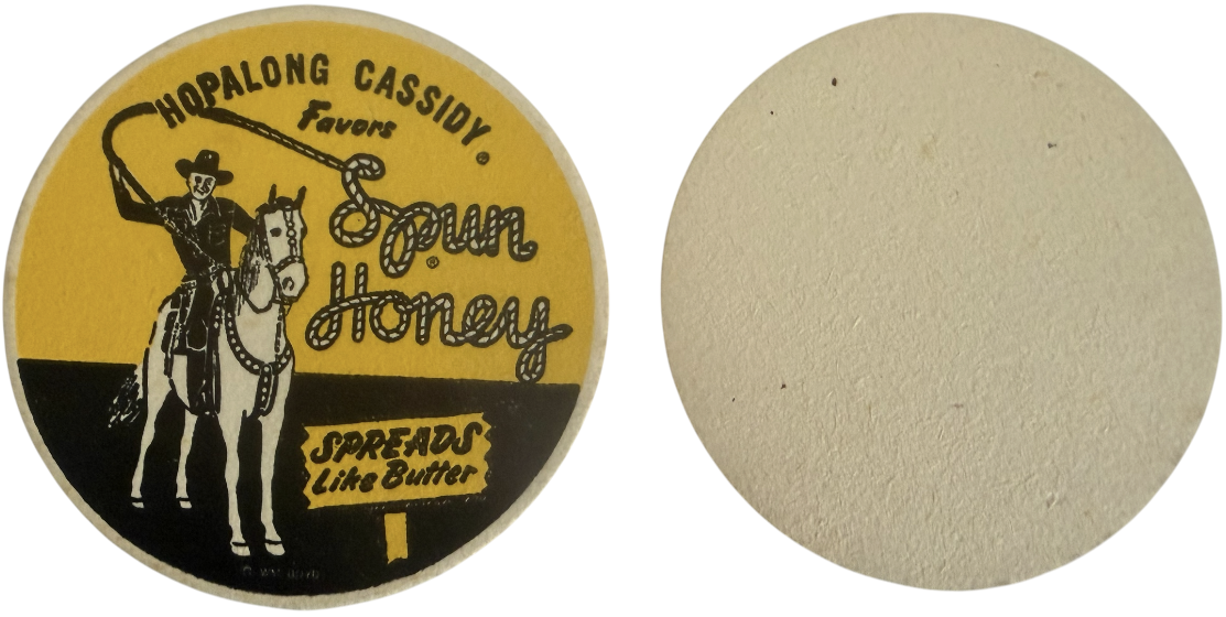 Vintage Rare 1950's Set Of 2 Hopalong Cassidy Favors Spun Honey Drinks Coaster / Mat Set - Unused