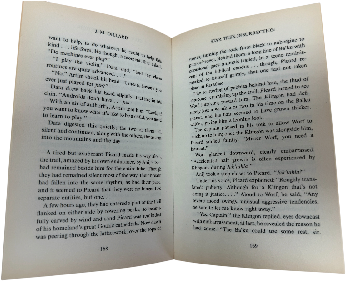 Vintage 1998 Star Trek Insurrection Hardcover Novel J.M. Dillard BCA UK Edition Hardback Book - Ex Shop Stock