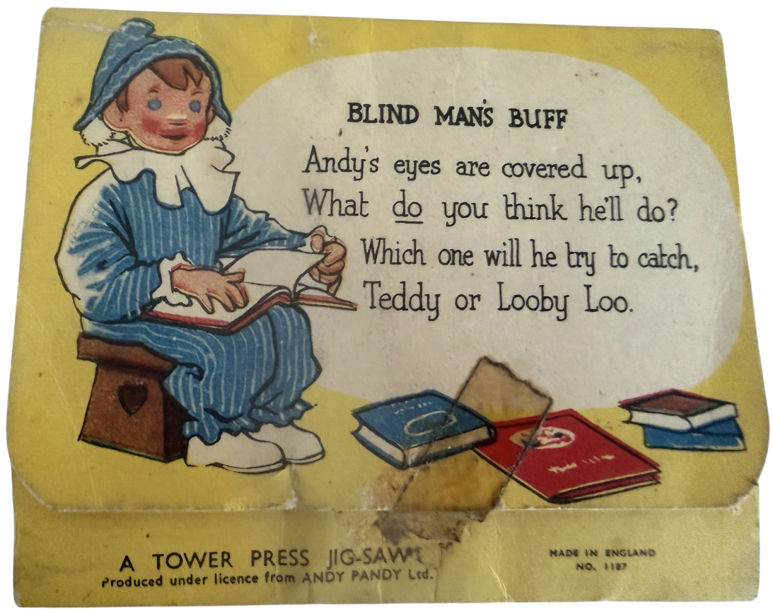 Vintage 1950's Tower Press - Andy Pandy Jig-Saw Puzzle - Blind Mans Buff - 100% Complete In The Original Pack