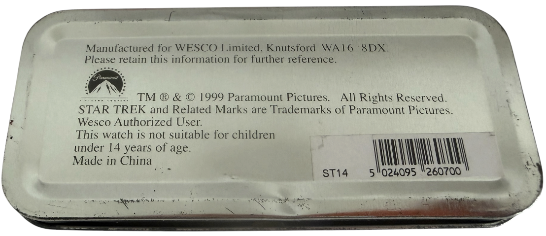 Vintage Wesco 1999 Star Trek Insurrection USS Enterprise NCC-1701E Star Ship Analogue Wrist Watch In Collectors Tin -Ex Shop Stock