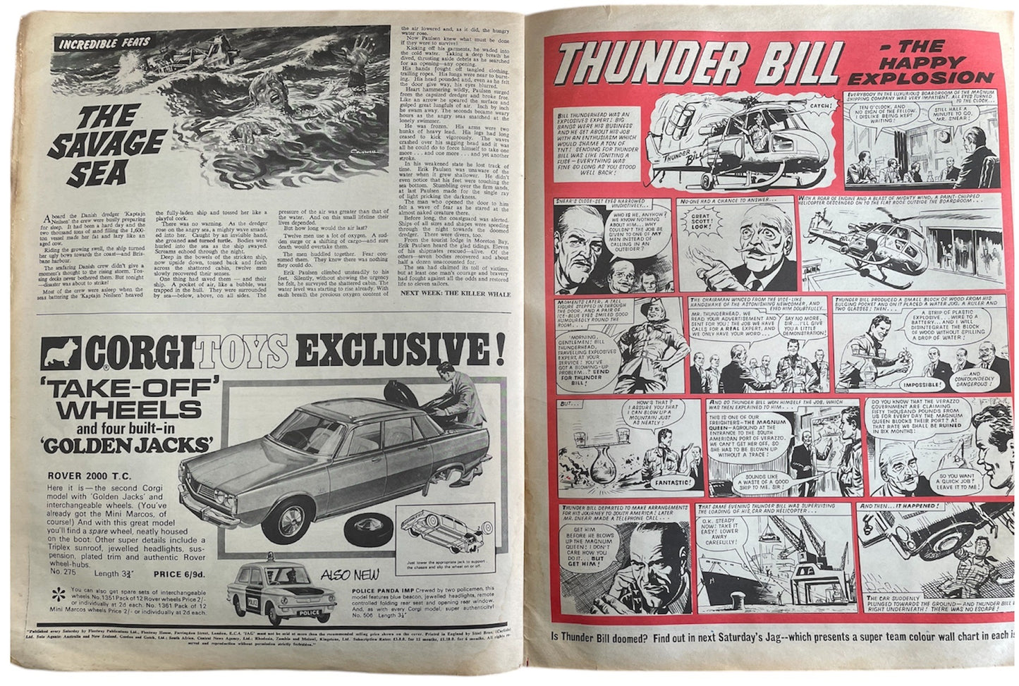 Vintage No. 1 Jag Weekly Tabloid Size Comic 4th May 1968 - Fantastic First issue With Free Gift - The Bobby More Book Of The FA Cup - Fantastic Condition Ultra Rare Former Shop Stock
