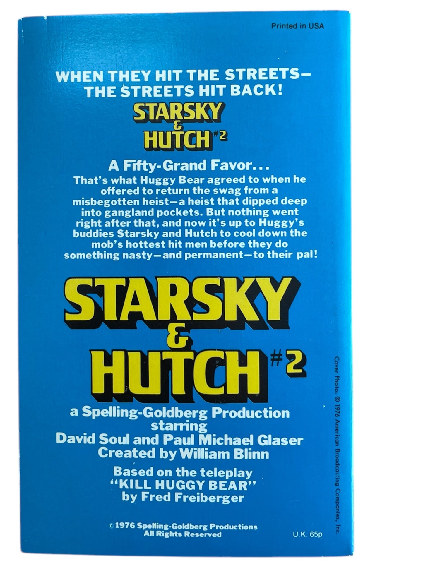 Vintage 1976 Starsky And Hutch No. 2 Paperback Book - Kill Huggy Bear - Based On The Hit TV Series - Near Mint Condition - Ex Shop Stock