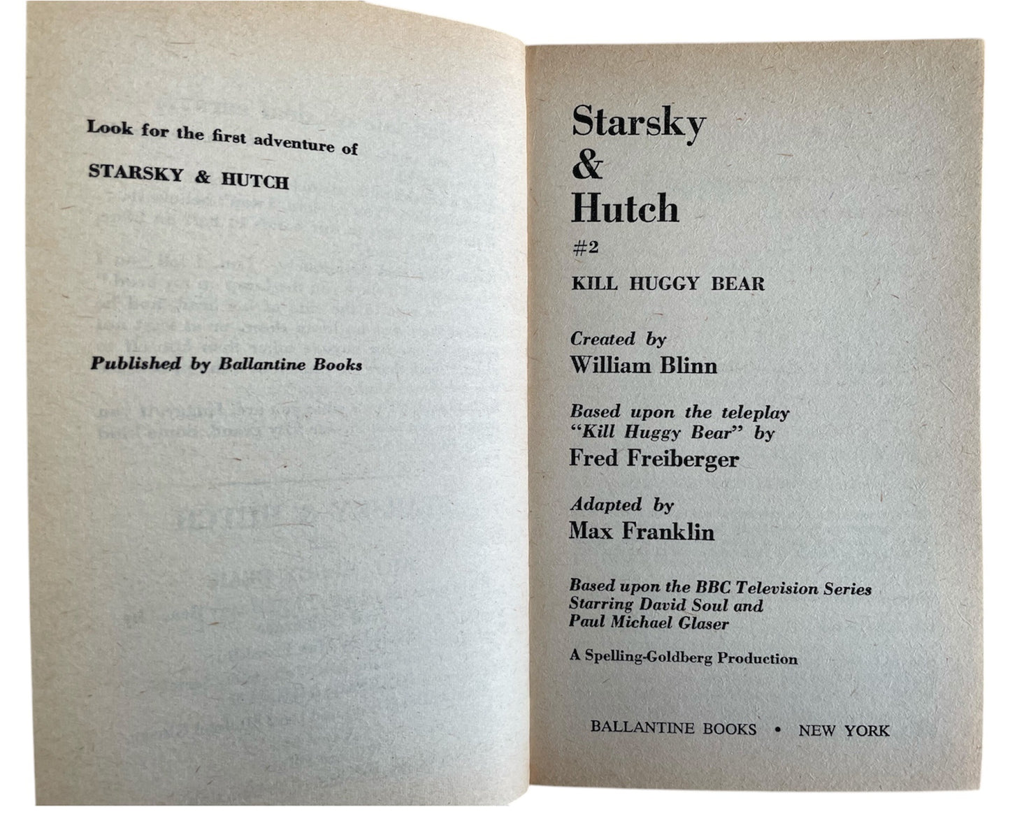 Vintage 1976 Starsky And Hutch No. 2 Paperback Book - Kill Huggy Bear - Based On The Hit TV Series - Near Mint Condition - Ex Shop Stock