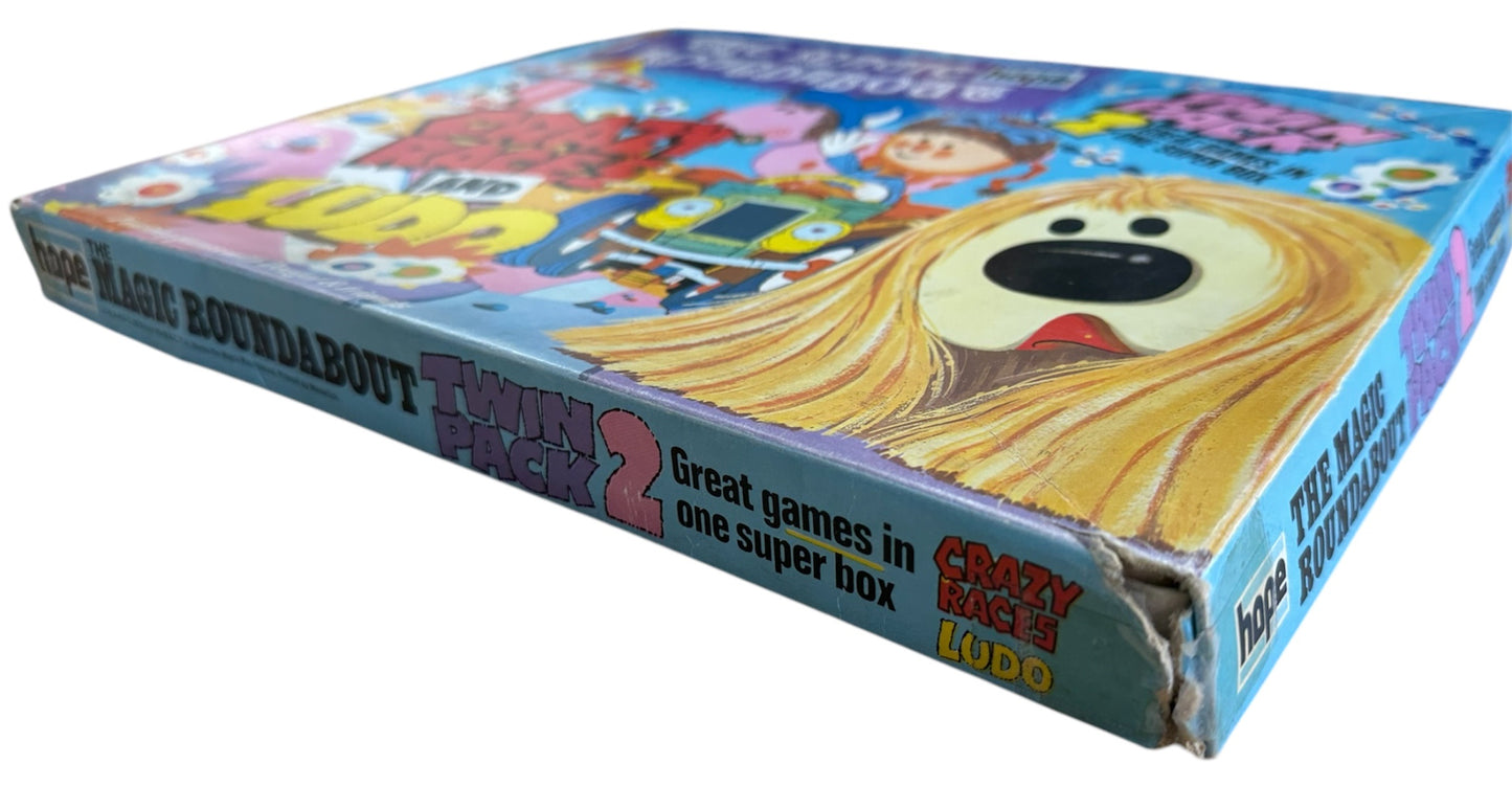 Vintage 1973 Hopes - The Magic Roundabout Twin Pack - 2 Great Board Games In One Super Box - Includes Crazy Races And Ludo - 100% Complete - In The Original Box.