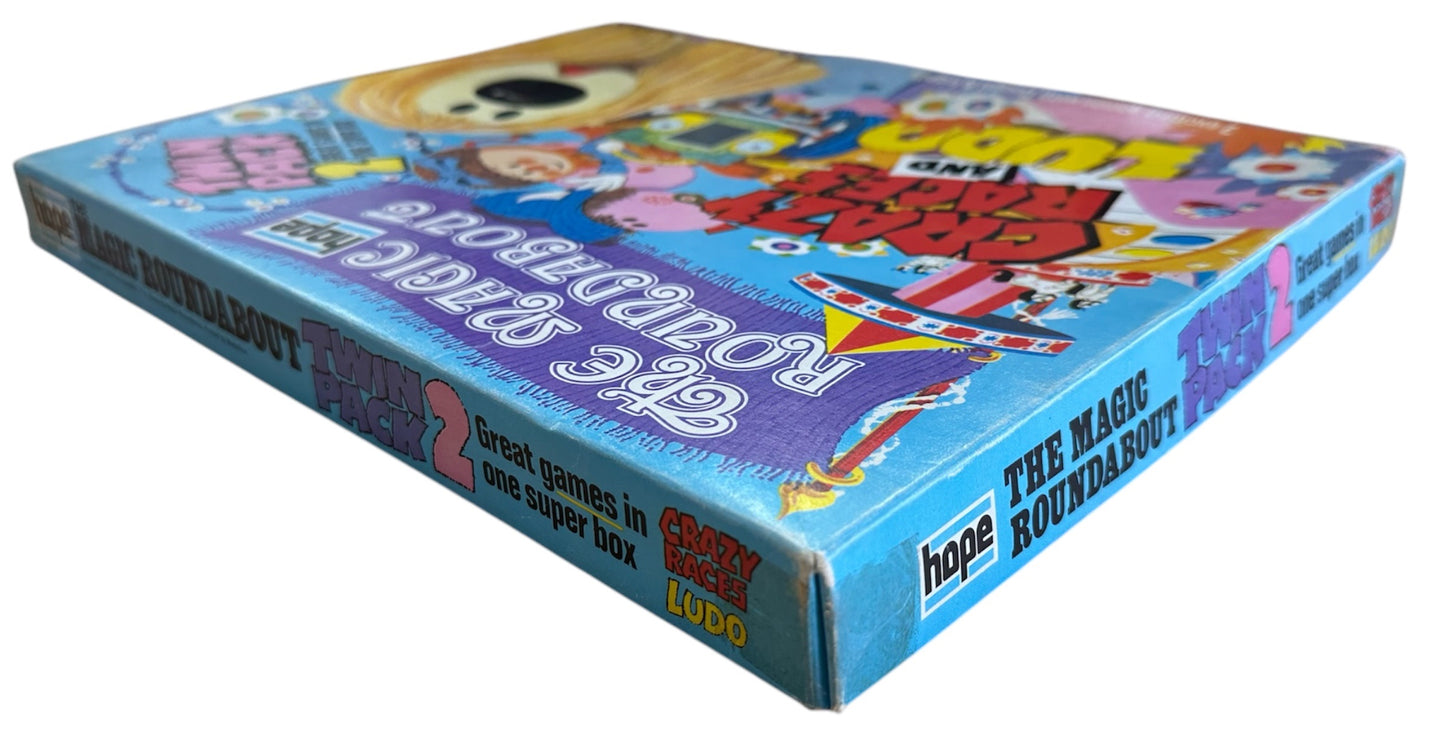 Vintage 1973 Hopes - The Magic Roundabout Twin Pack - 2 Great Board Games In One Super Box - Includes Crazy Races And Ludo - 100% Complete - In The Original Box.