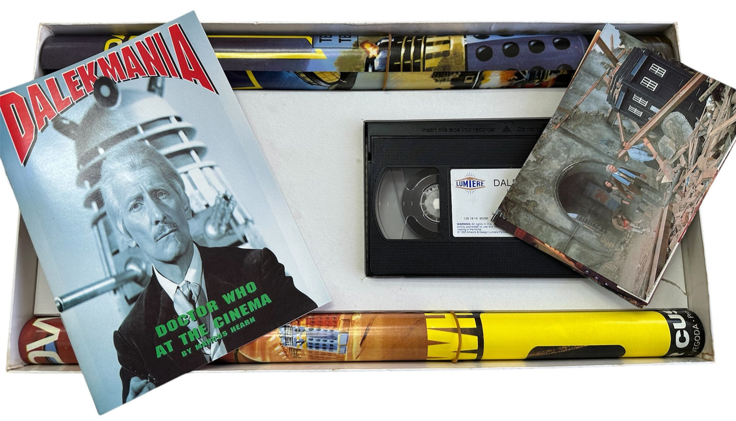 Vintage 1995 Limited Edition Doctor Dr Who Dalekmania VHS Video Box Set With Colour Booklet - 2 X Dalek Movie Posters - Six Postcards - Former Shop Counter Display Set - Ultra Rare