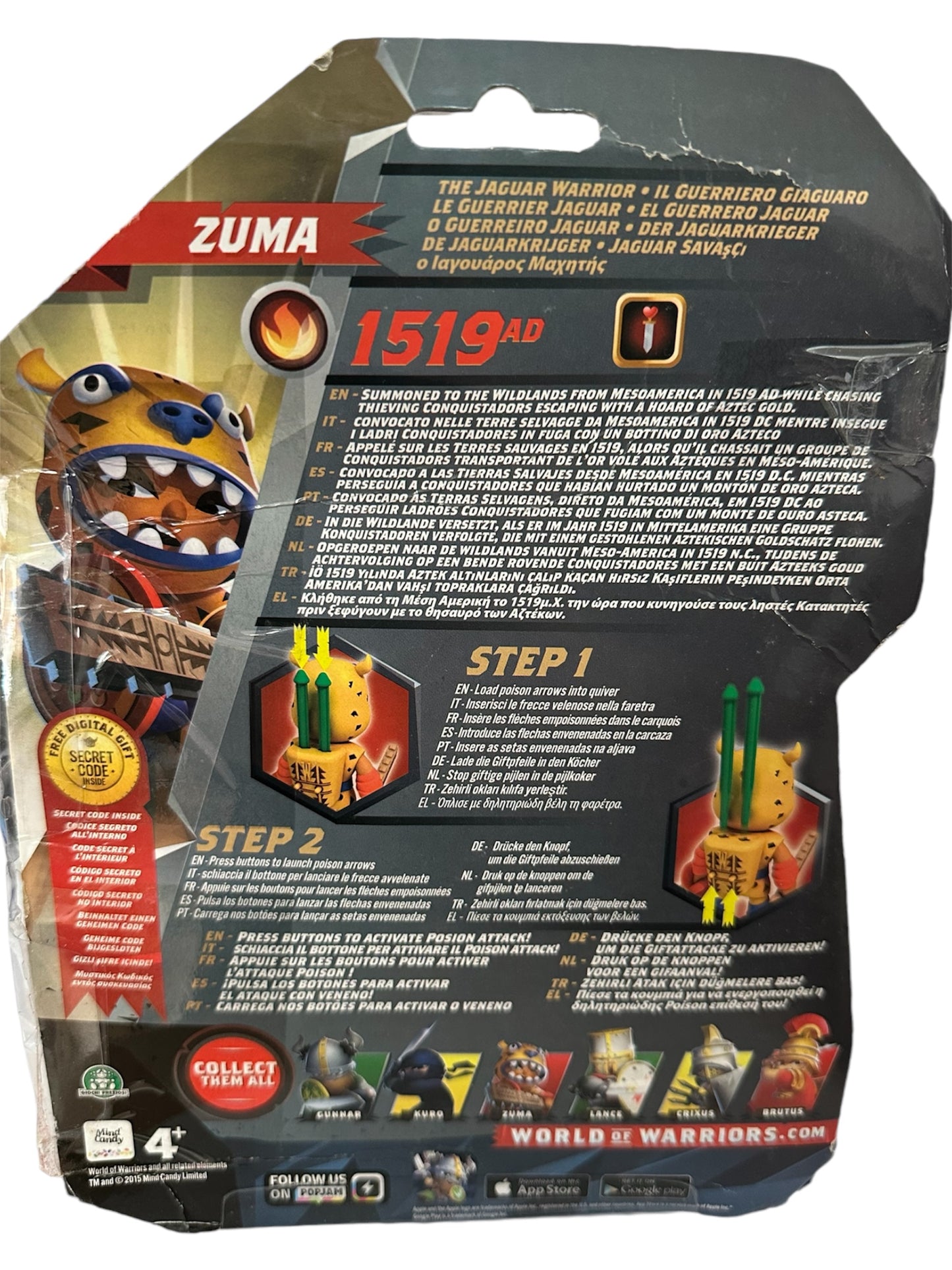 Vintage 2015 World Of Warriors - Battle Legends - Zuma The Jaguar Warrior Action Figure With Special Battle Move - Factory Sealed Shop Stock Room Find.