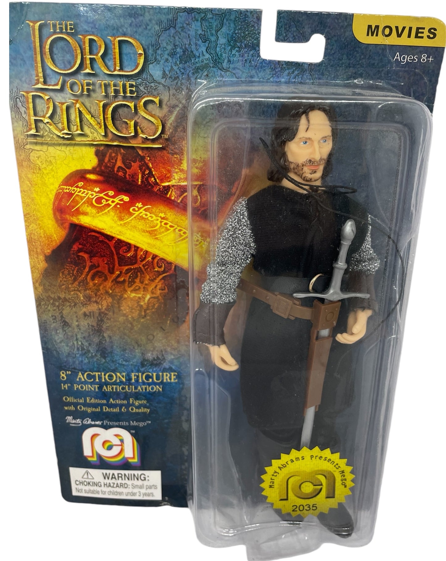 Marty Abrams Presents Mego Corporation Lord Of The Rings Aragon 8 Inch Fully Articulated Action Figure - Brand New Factory Sealed