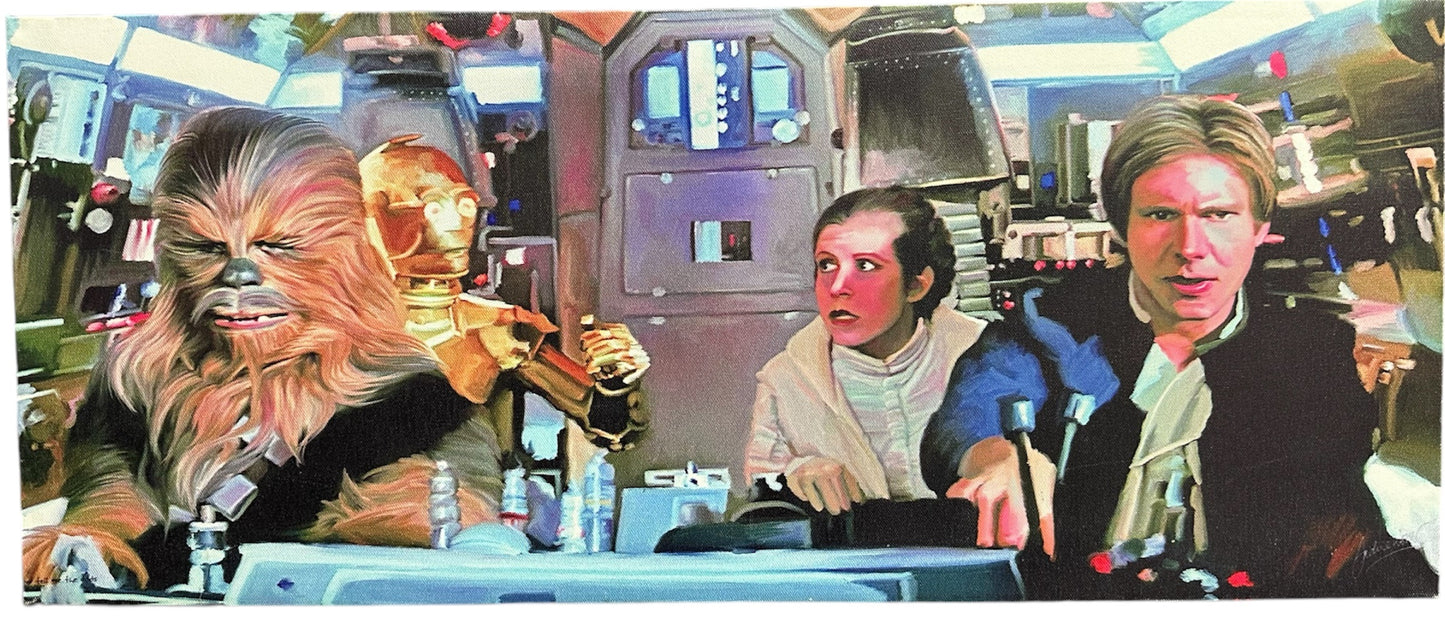 Star Wars The Original Trilogy Inside The Millennium Falcon Canvas Art Wall Mountable Print - Han Solo, Princess Leia, Chewbacca & C3PO - Shop Stock Room Find