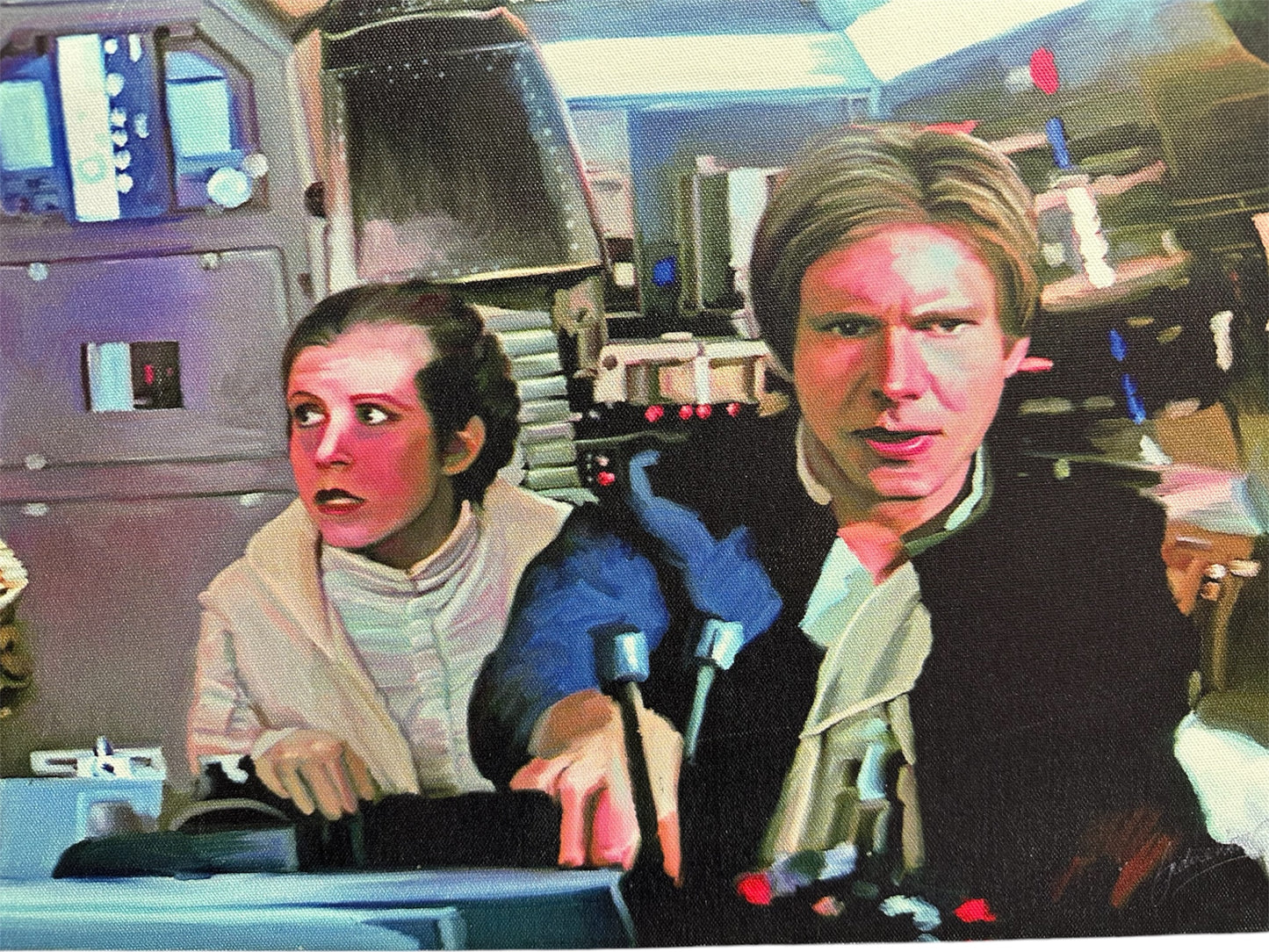 Star Wars The Original Trilogy Inside The Millennium Falcon Canvas Art Wall Mountable Print - Han Solo, Princess Leia, Chewbacca & C3PO - Shop Stock Room Find