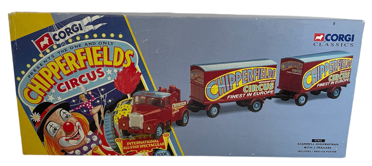 Vintage Corgi Classics 1994 Chipperfields Circus Scammel Highwayman Truck With Two Trailers Replica Model Vehicle Set 1:50 Scale Model Set - In The Original Box