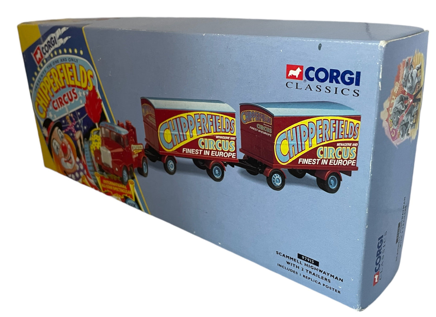 Vintage Corgi Classics 1994 Chipperfields Circus Scammel Highwayman Truck With Two Trailers Replica Model Vehicle Set 1:50 Scale Model Set - In The Original Box