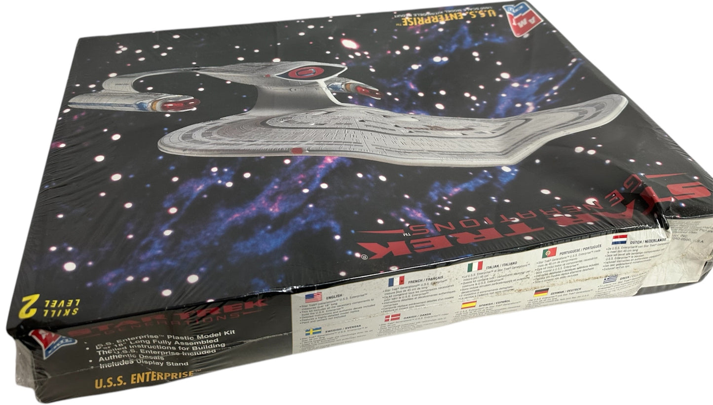 Vintage AMT/ERTL 1995 Star Trek Generations USS Enterprise NCC-1701D Highly Detailed Model Kit With Display Stand - Model No. 8793 - Factory Sealed Shop Stock Room Find