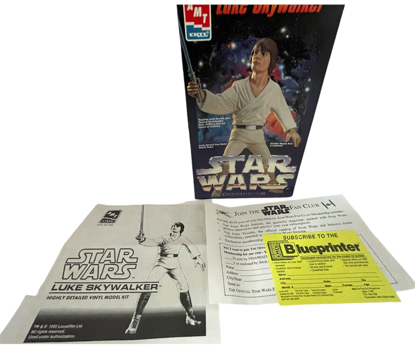 Vintage 1995 Ultra Rare Star Wars Collector Edition Luke Skywalker Highly Detailed Vinyl Model Kit - Fully Built Former Display Model Complete With Original Box.