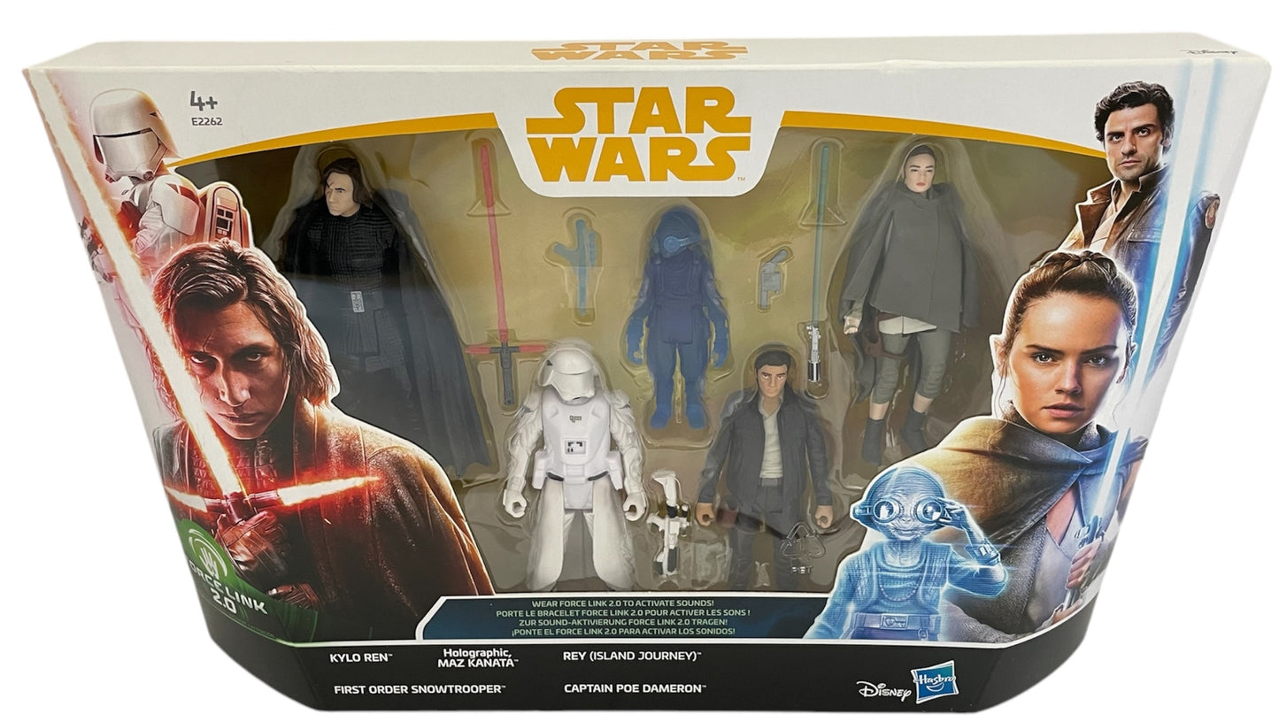 Star Wars The Last Jedi Force Link 2.0 - Rey, Poe, Maz, Snowtrooper & Kylo Ren 5-Pack 3 3/4 Inch Action Figure Set - Brand New Factory Sealed