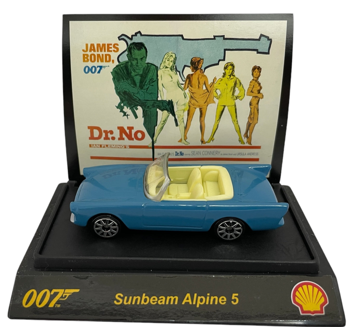Vintage 2008 Shell James Bond 007 - Dr No - Sunbeam Alpine 5 1:64 Scale Die-Cast Model Vehicle With Movie Card Backlot - Factory Sealed Shop Stock Room Find