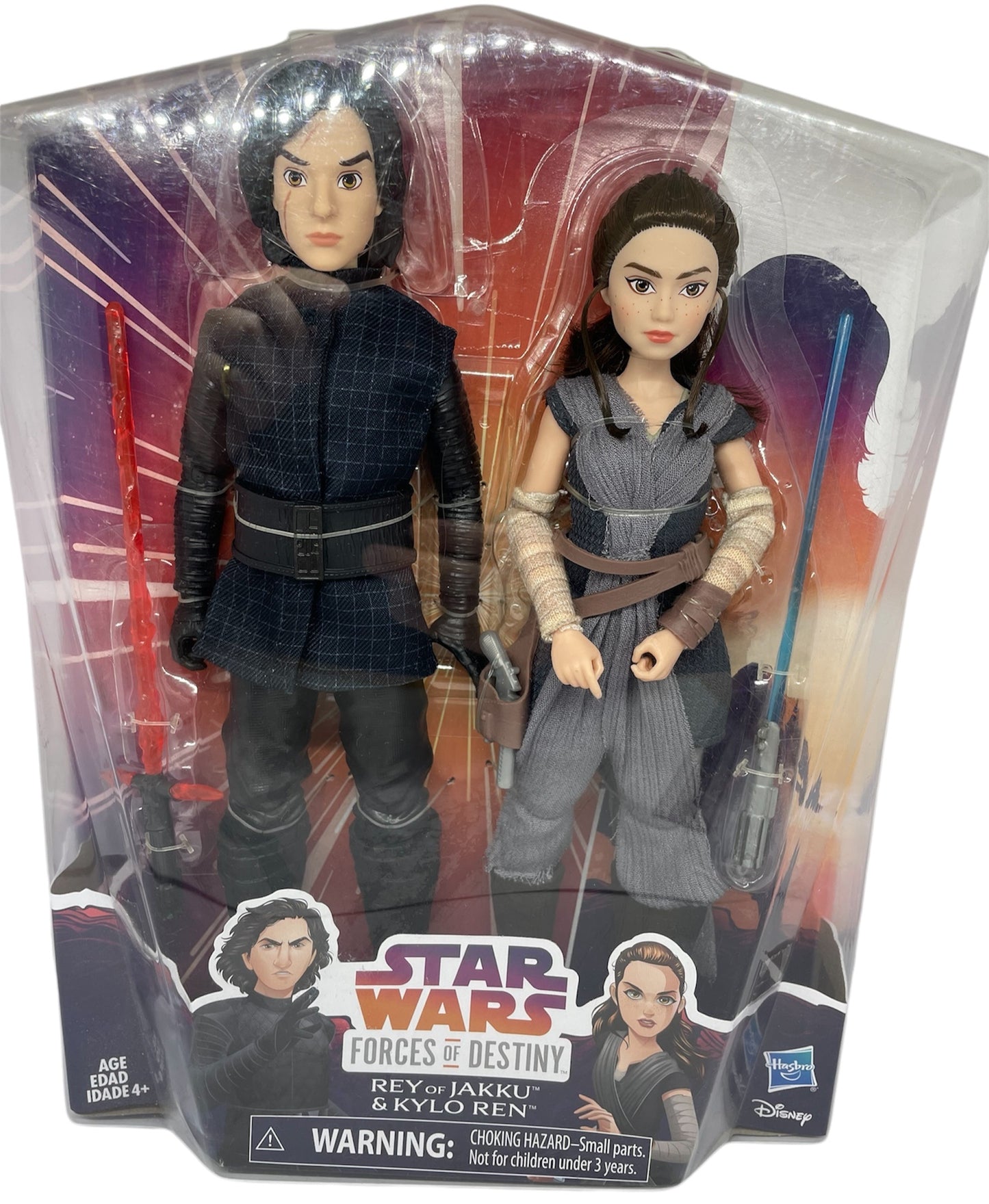 Vintage 2017 Star Wars Forces Of Destiny Rey Of Jakku And Kylo Ren 12 Inch Action Figure Set - Brand New Factory Sealed Shop Stock Room Find