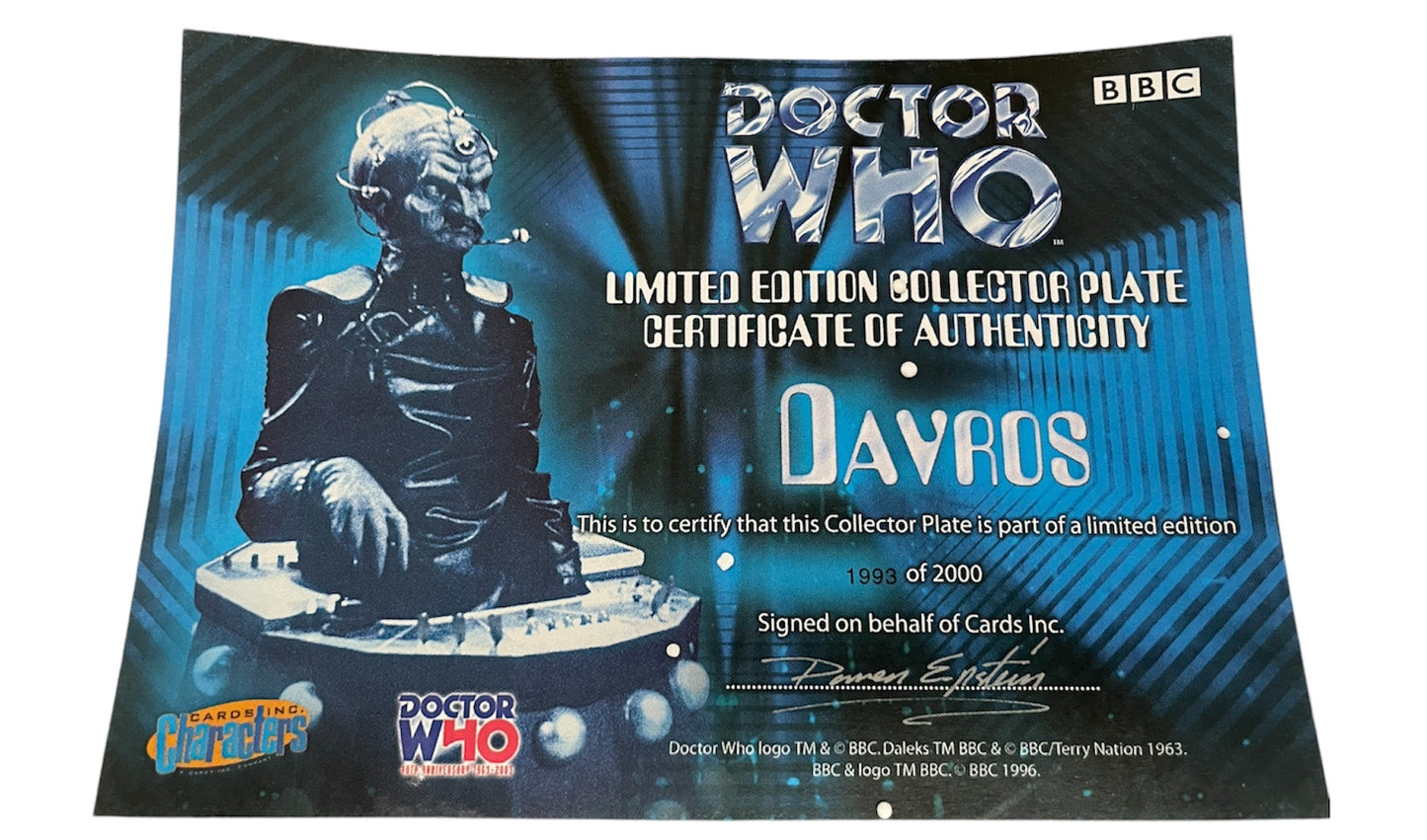 Vintage 1996 Doctor Dr Who - Davros - My Daleks Shall Once More Become The Supreme Beings - Limited Edition Collectors Plate. - Shop Stock Room Find