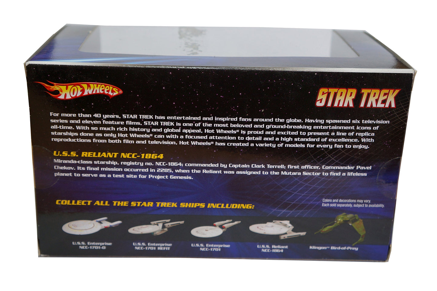 Vintage 2009 Star Trek Hot Wheels USS Reliant NCC-1864 Diecast Replica Star Ship Model. Brand New Factory Sealed Shop Stock Room Find