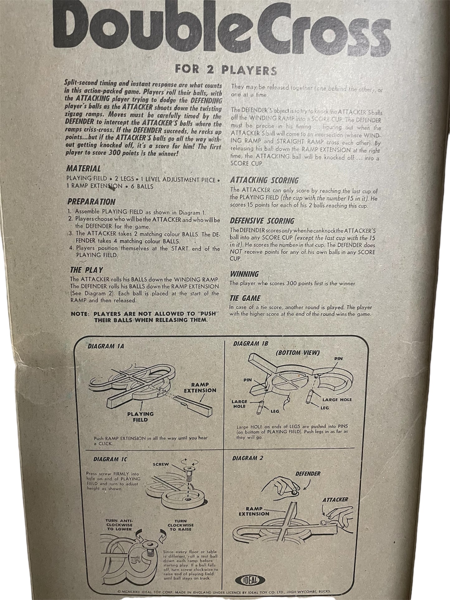 Vintage Ideal 1972 Double Cross - Game Of Expert Timing And Skill - Fantastic Condition - Fully Complete - In The Original Box