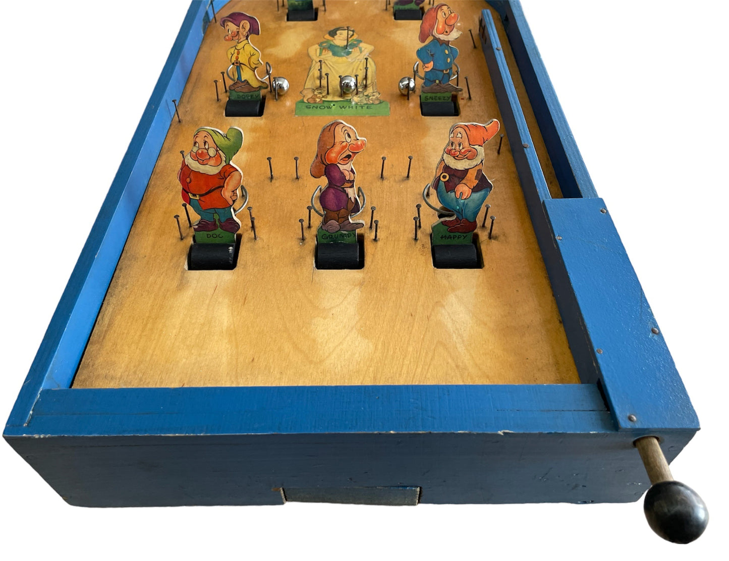 Vintage Chad Valley 1950's Snow White And The Seven Dwarfs Large Wooden Bagatelle Pin Ball Game In Full Working Condition