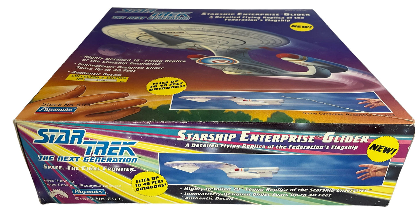 Vintage 1993 Playmates Star Trek The Next Generation Collectors Edition Starship Enterprise Glider - Factory Sealed Shop Stock Room Find
