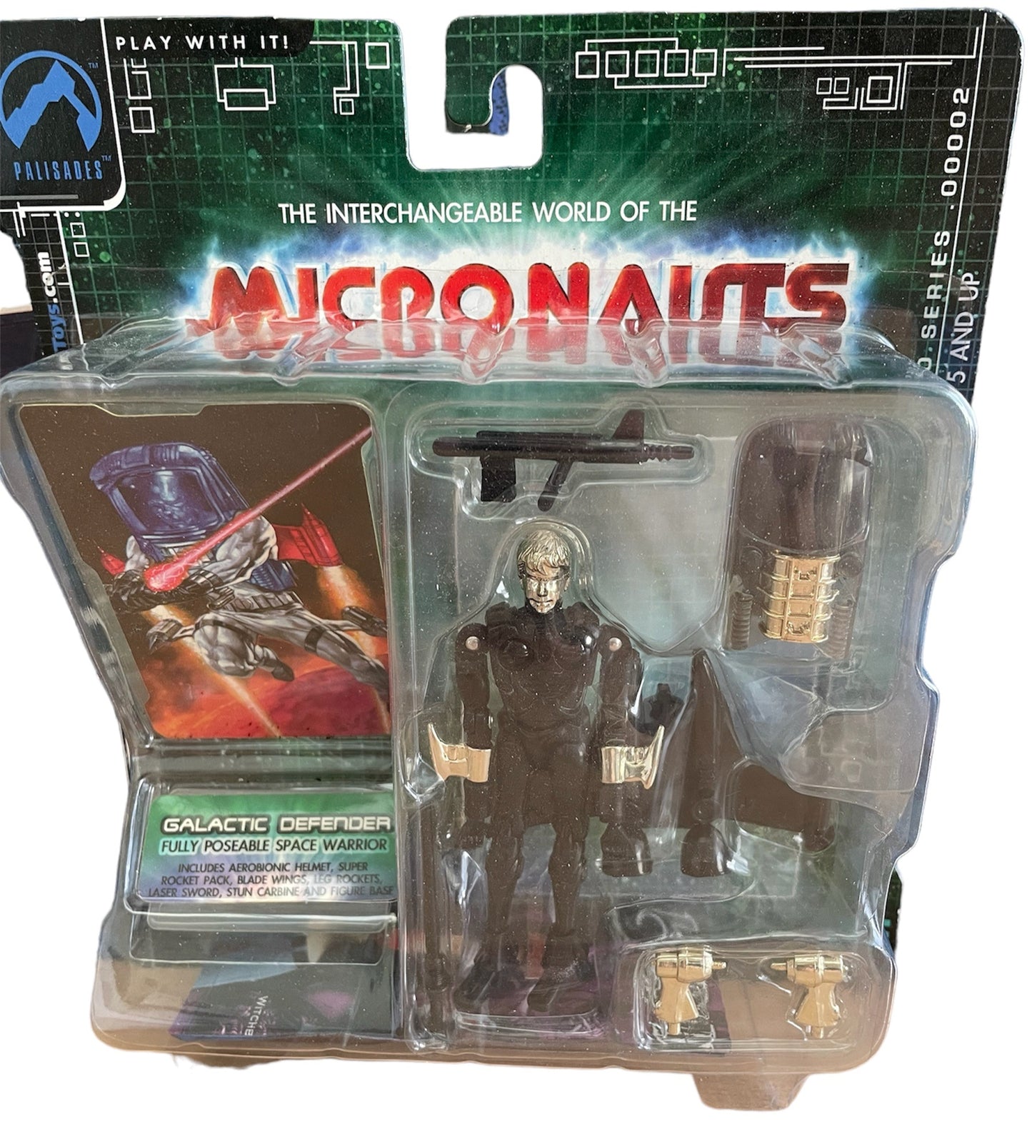 Vintage 2003 Palisades Micronauts - Galactic Defender - Fully Poseable Space Warrior - 4 Inch Action Figure - Factory Sealed Shop Stock Room Find