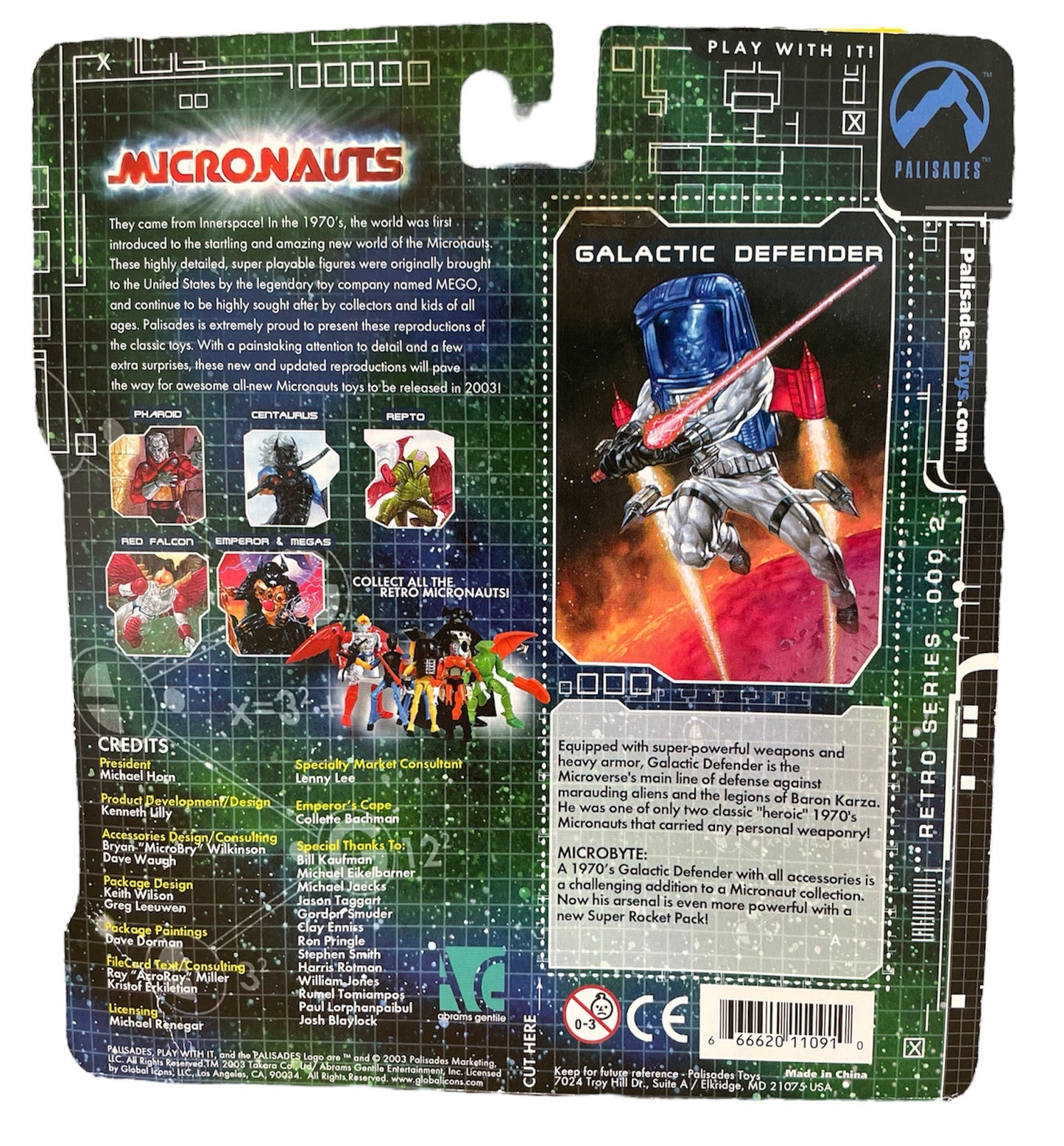 Vintage 2003 Palisades Micronauts - Galactic Defender - Fully Poseable Space Warrior - 4 Inch Action Figure - Factory Sealed Shop Stock Room Find