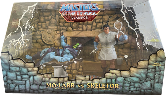 Vintage 2009 Mattel Masters Of The Universe Classics - Mo-Larr Eternian Dentist Vs Skeletor Evil Lord Of Destruction Comic Con Exclusive Action Figure Set - Brand New Factory Sealed Shop Stock Room Find