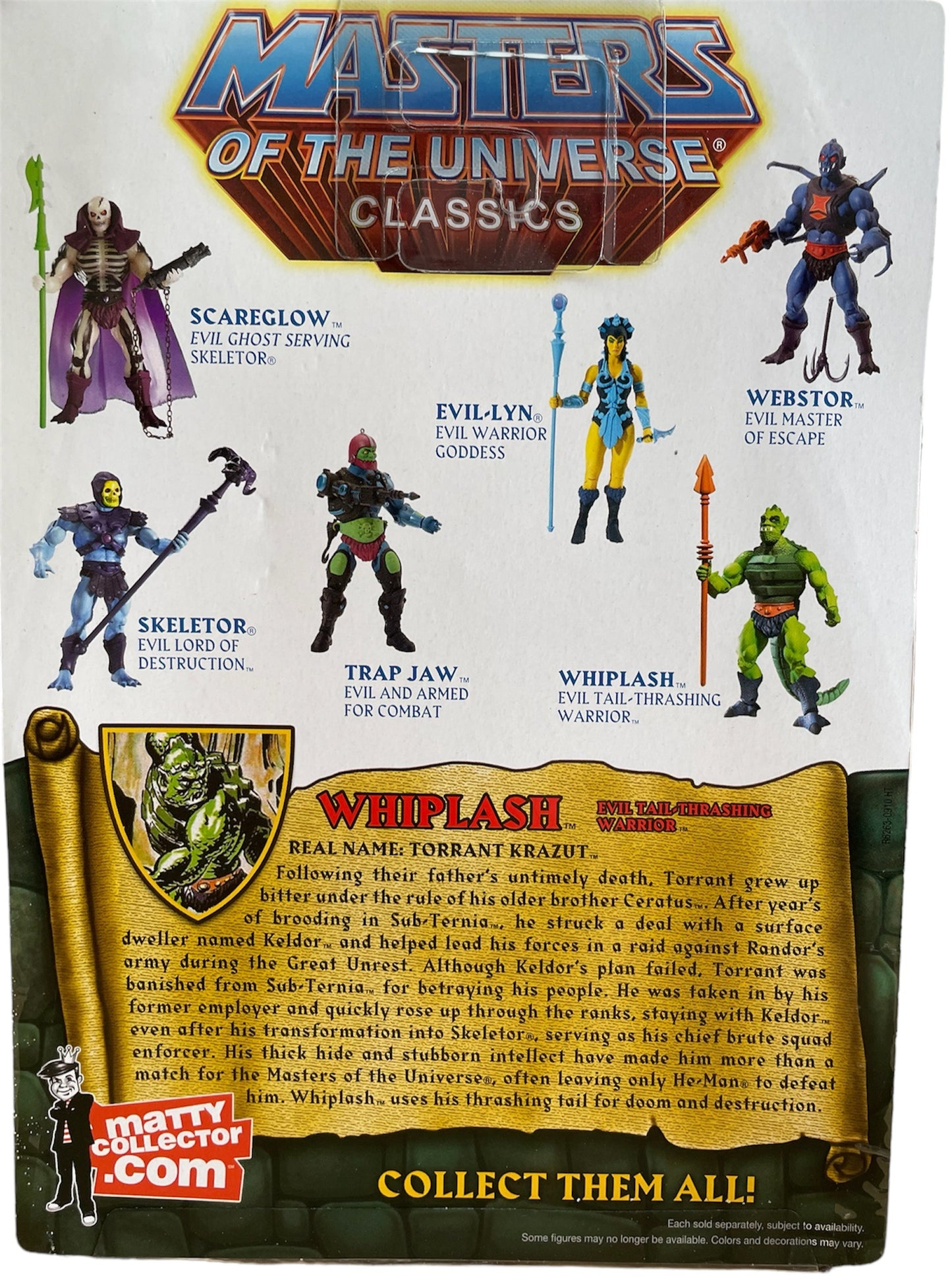 Vintage 20010 Mattel Masters Of The Universe Classics - Whiplash The Evil Tail Thrashing Warrior Action Figure - Brand New Factory Sealed Shop Stock Room Find