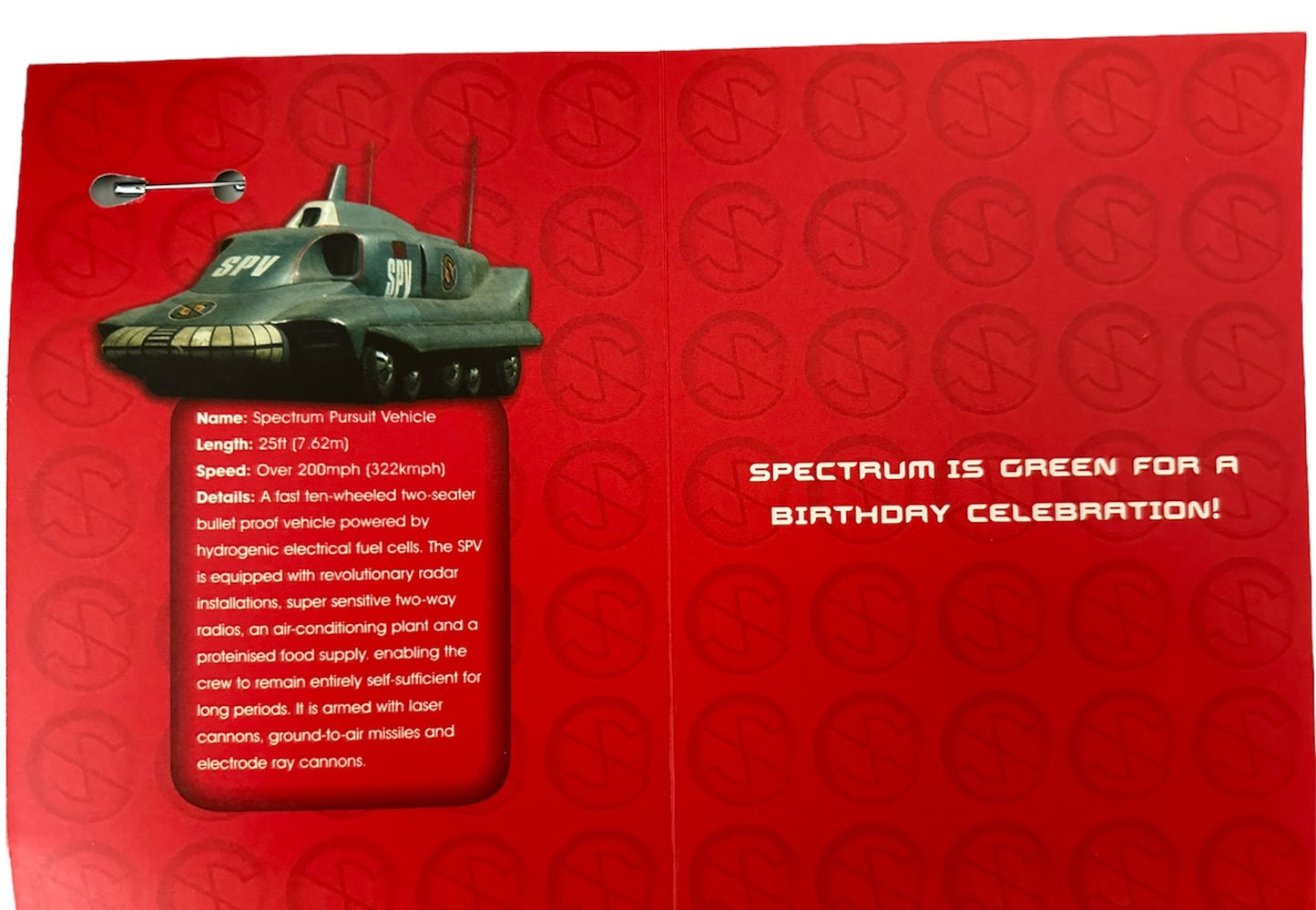 Vintage 2001 Gerry Andersons Captain Scarlet And The Mysterons Happy Birthday Card - With Badge - Former Shop Stock