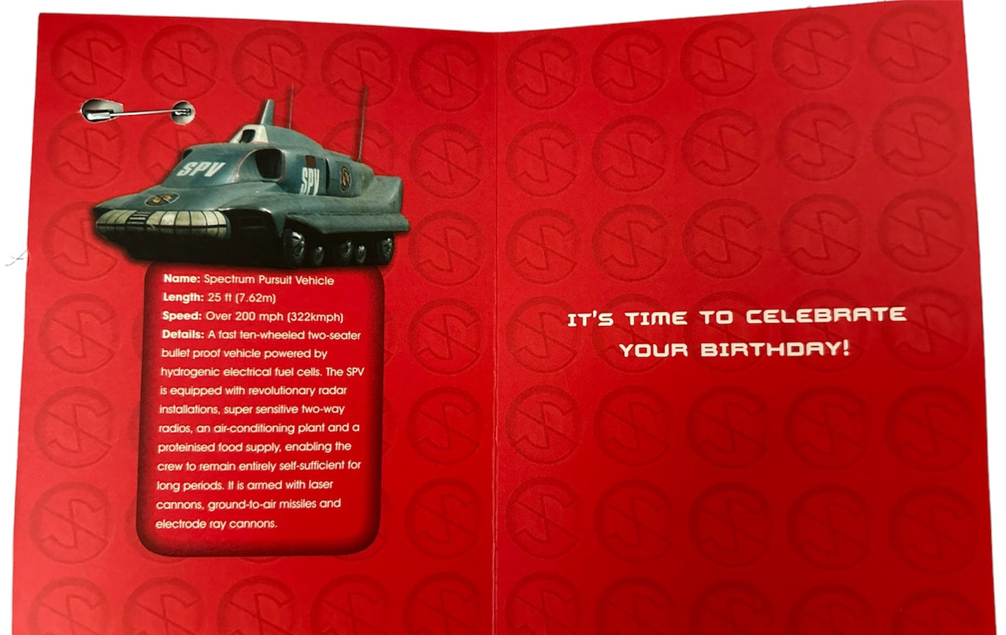 Vintage 2001 Gerry Andersons Captain Scarlet And The Mysterons Birthday Card - The Data Is Telling Us - With Badge - Former Shop Stock