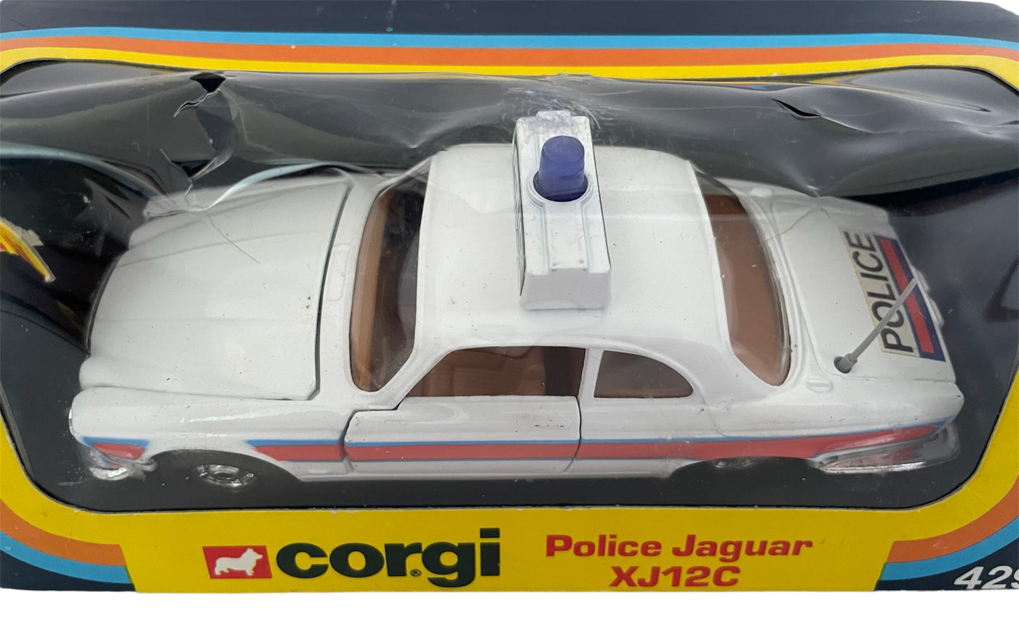 Vintage 1975 Corgis No. 429 Jaguar XJ12C Police Car Die-Cast Replica Vehicle 1:43 Scale Model - Brand New Shop Stock Room Find