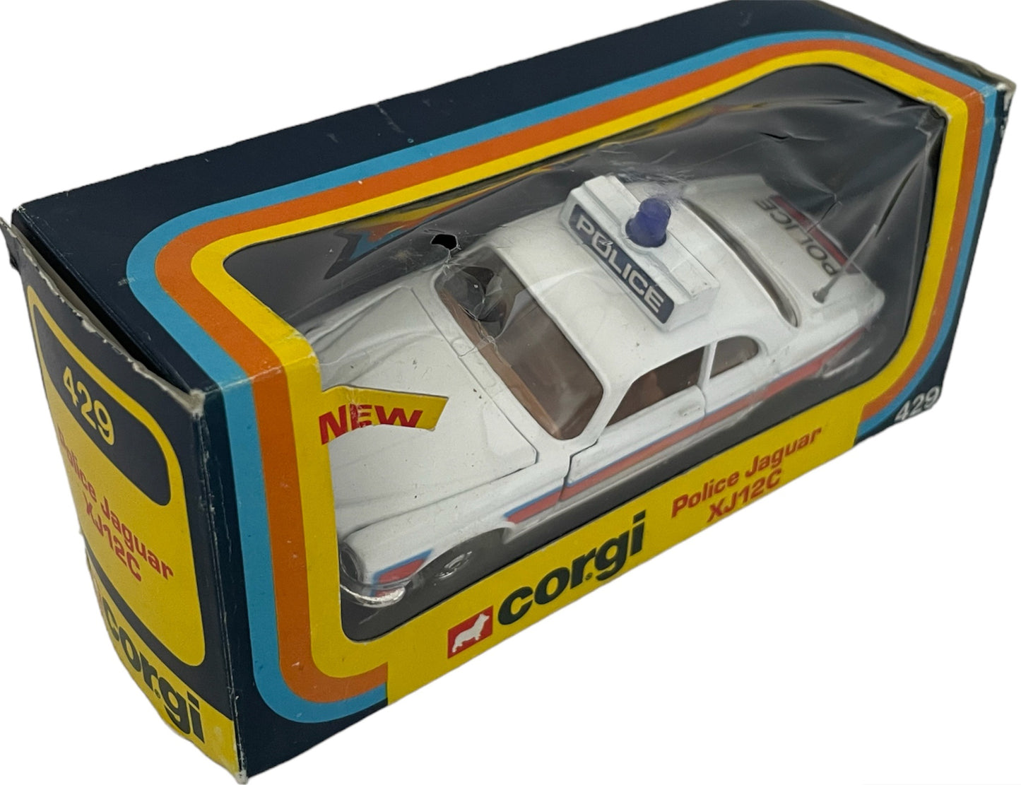 Vintage 1975 Corgis No. 429 Jaguar XJ12C Police Car Die-Cast Replica Vehicle 1:43 Scale Model - Brand New Shop Stock Room Find