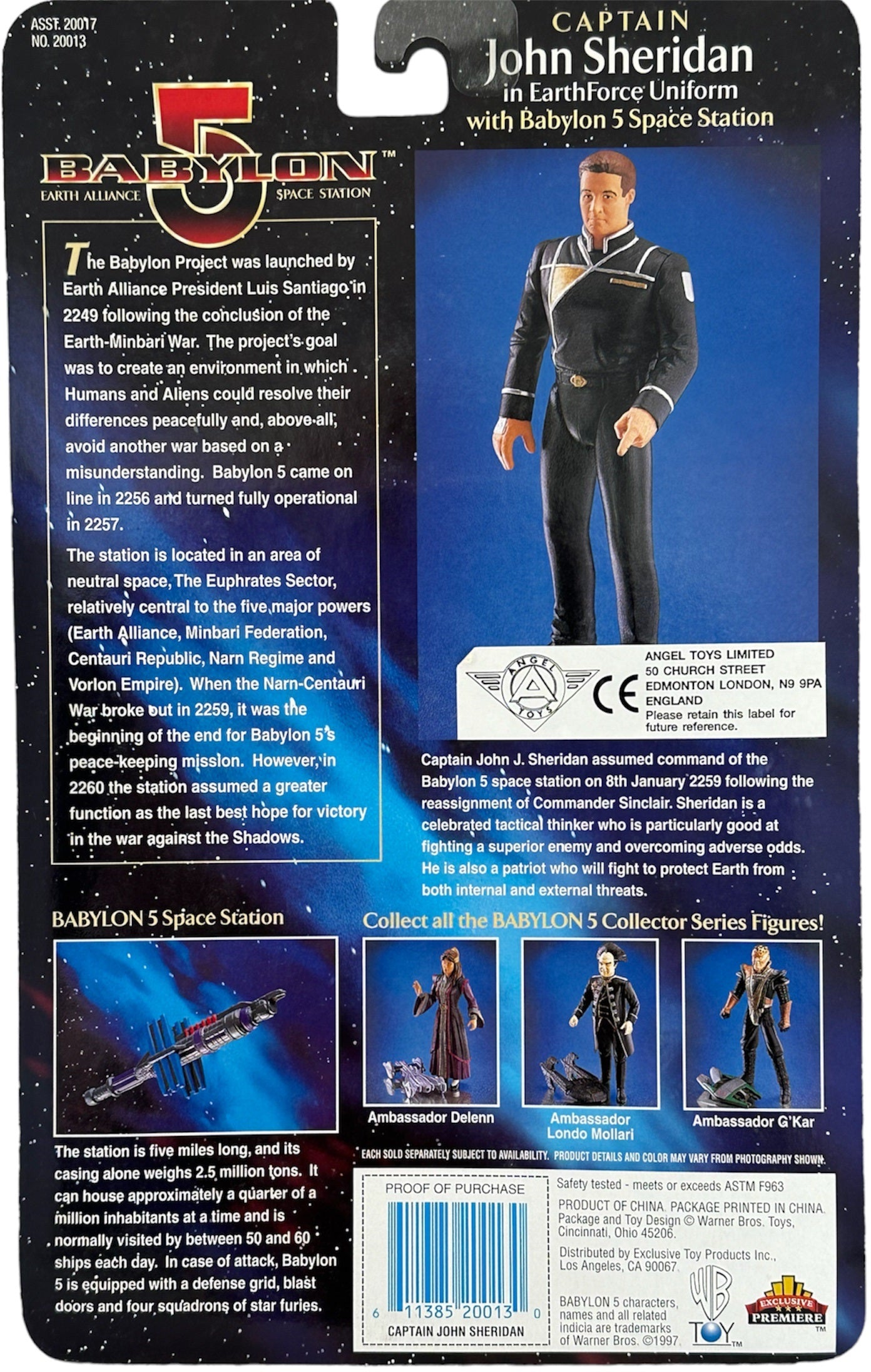 Vintage 1997 Babylon 5 Earth Alliance Space Station - Captain John Sheridan In EarthForce Uniform Action Figure With Babylon 5 Space Station - Brand New Factory Sealed Shop Stock Room Find