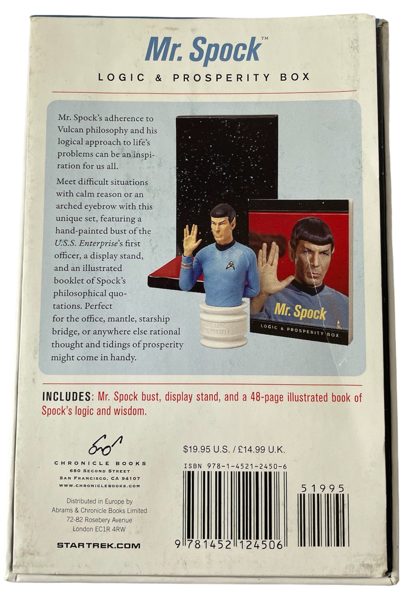 Vintage Star Trek The Original Series 2013 Mr Spock Logic & Prosperity Box - Includes Bust, Display Stand, And 48 Page Book - Shop Stock Room Find