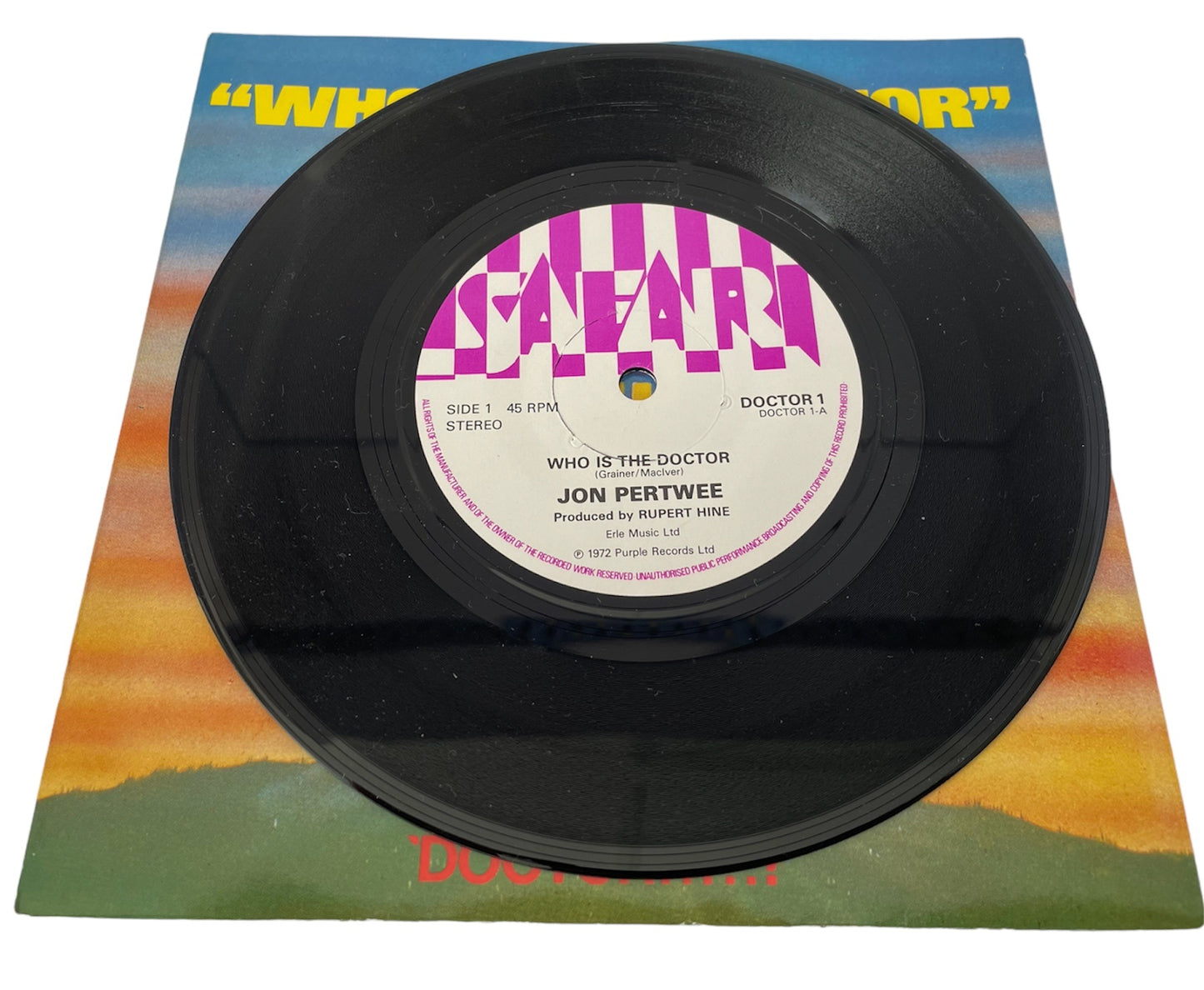 Vintage 1980 Dr Who AKA Jon Pertwee A.Side Who Is The Doctor, B.Side Blood Donor Doctor, Safari Label Vinyl Record - Shop Stock Room Find