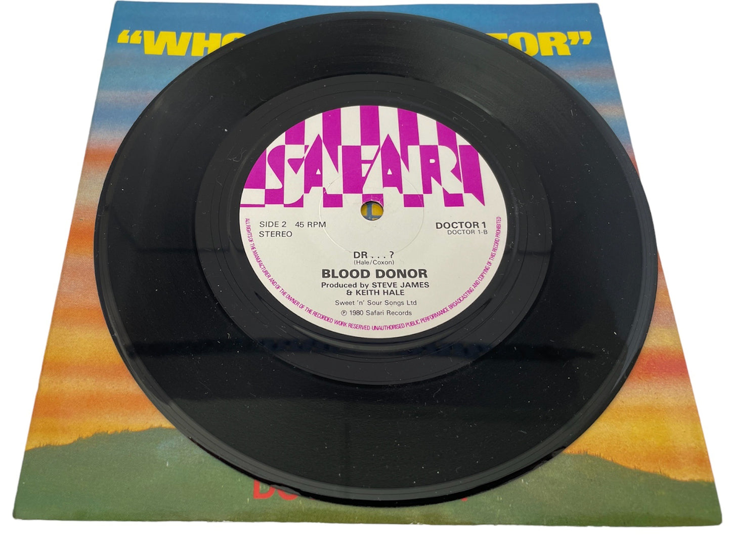 Vintage 1980 Dr Who AKA Jon Pertwee A.Side Who Is The Doctor, B.Side Blood Donor Doctor, Safari Label Vinyl Record - Shop Stock Room Find