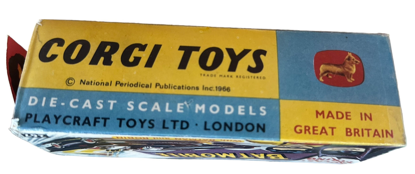 Vintage Corgi 1966 First Release Rocket Firing Batmobile Diecast Replica Vehicle With Mini Figures Number 267 - Boxed With Display Plinth