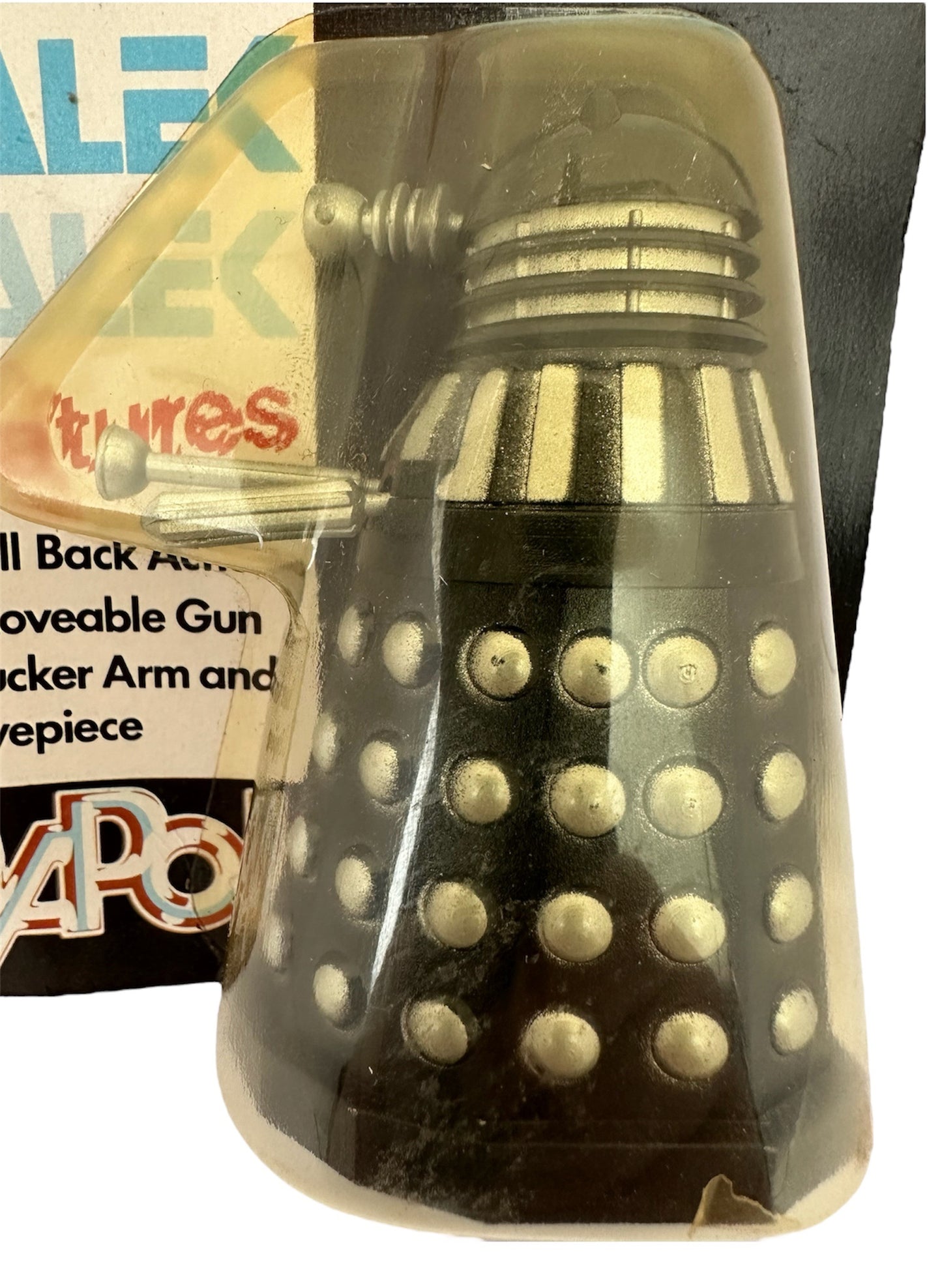 Vintage Dapol 1987 Doctor Dr Who Black And Silver Dalek Action Figure - Mint On Card - Shop Stock Room Find