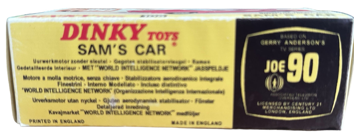 Vintage 1967 Gerry Andersons Joe 90 Dinky Toys Number 108 Sam Loover Sam's Car Diecast Replica Vehicle With Pull Back And Go Action - With Reproduction Display Plinth & Box