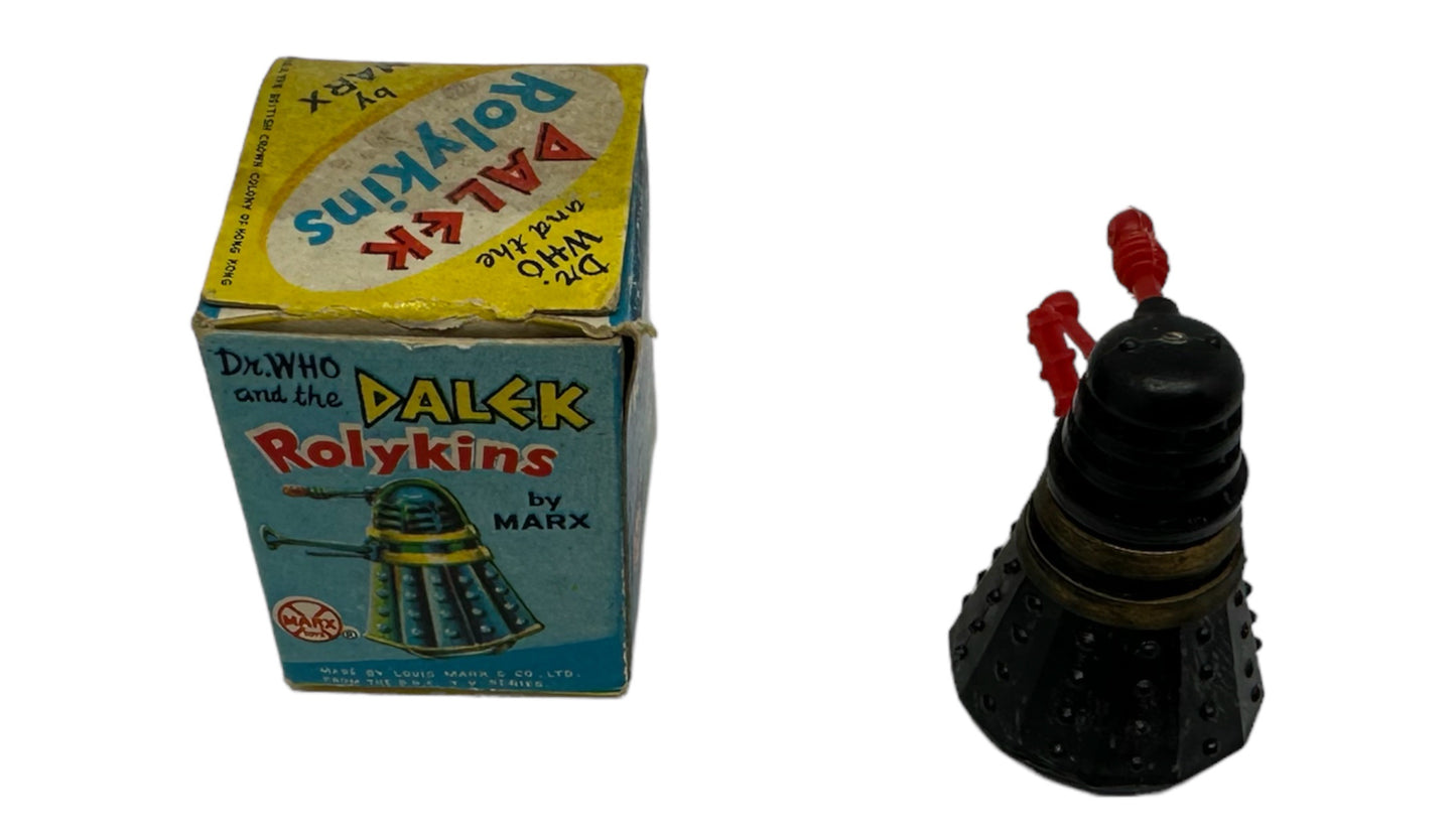 Vintage Louis Marx 1965 Doctor Dr Who And The Daleks Black Dalek Rolykins In Original Box
