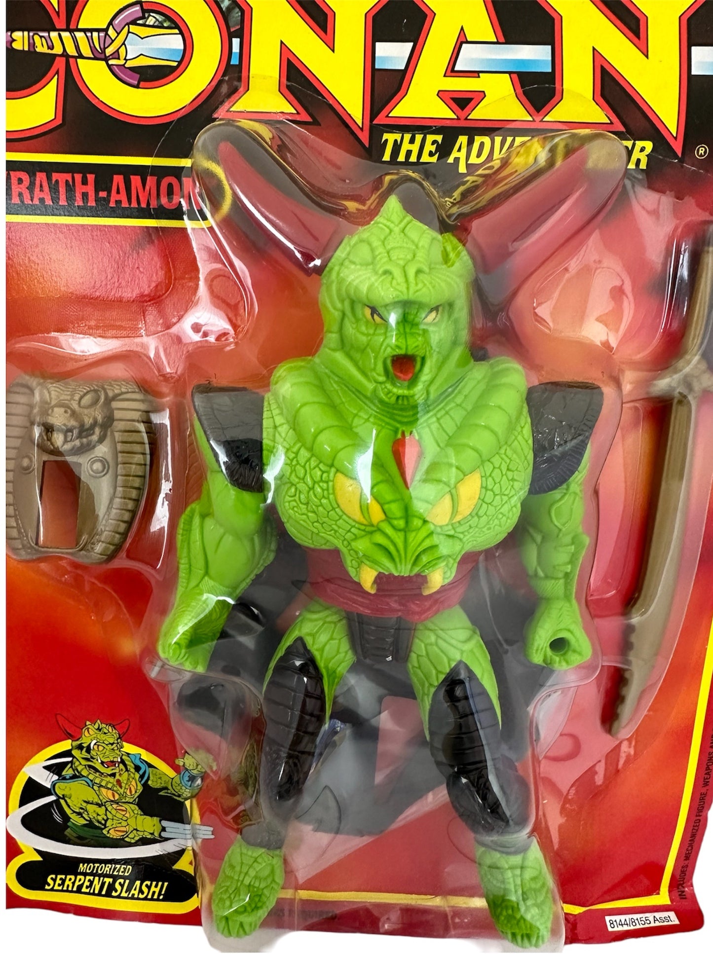 Vintage 1993 Conan The Adventurer - Wrath-Amon 8 Inch Action Figure With Motorized Serpent Slash Action - Brand New Factory Sealed Shop Stock Room Find
