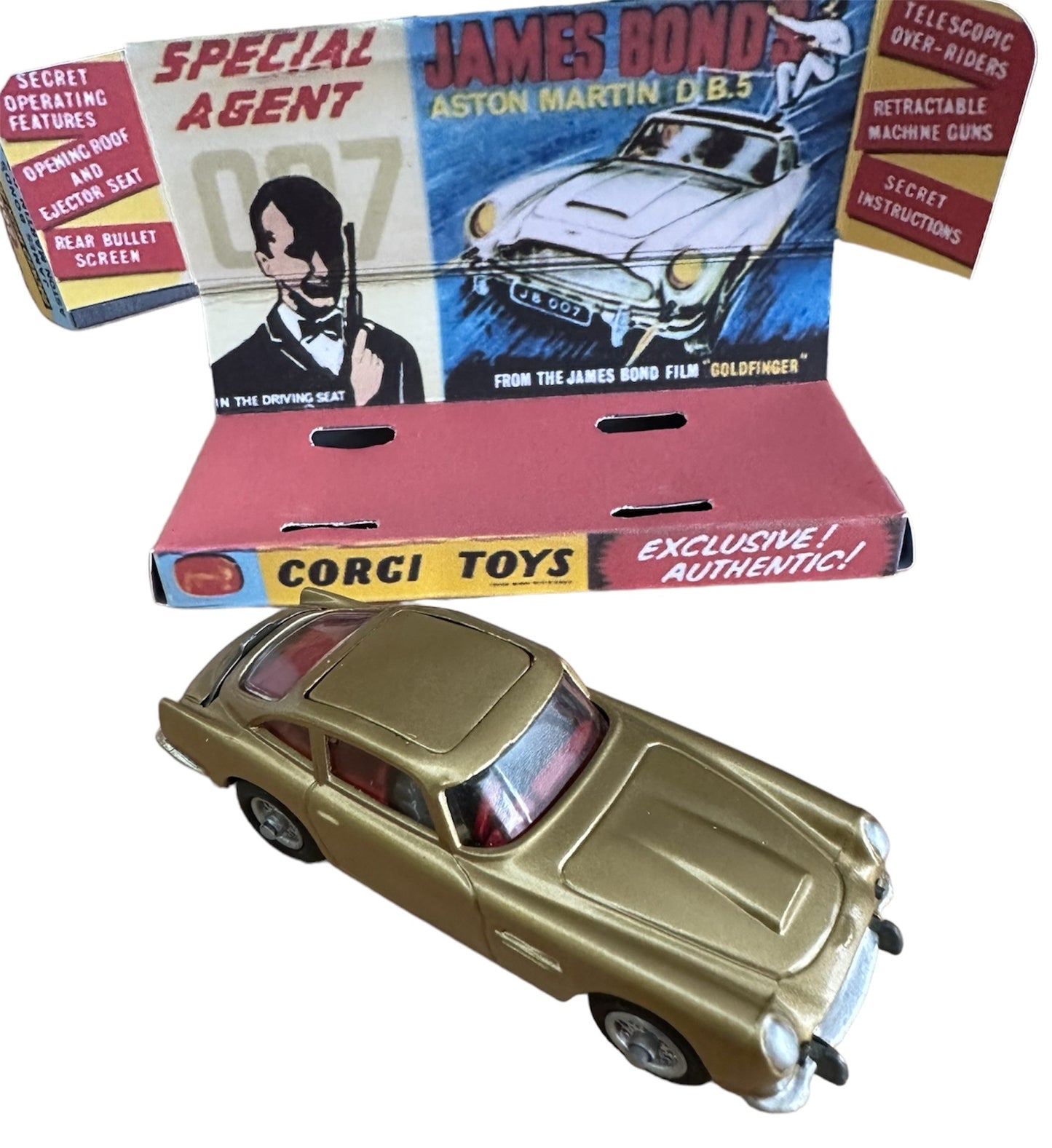 Vintage 1966 Special Agent Bond Aston DB5 Corgi Diecast 261 Replica Model Vehicle - 2022 Corgi Re-Issue - Boxed With Display Plinth And Secret Instructions