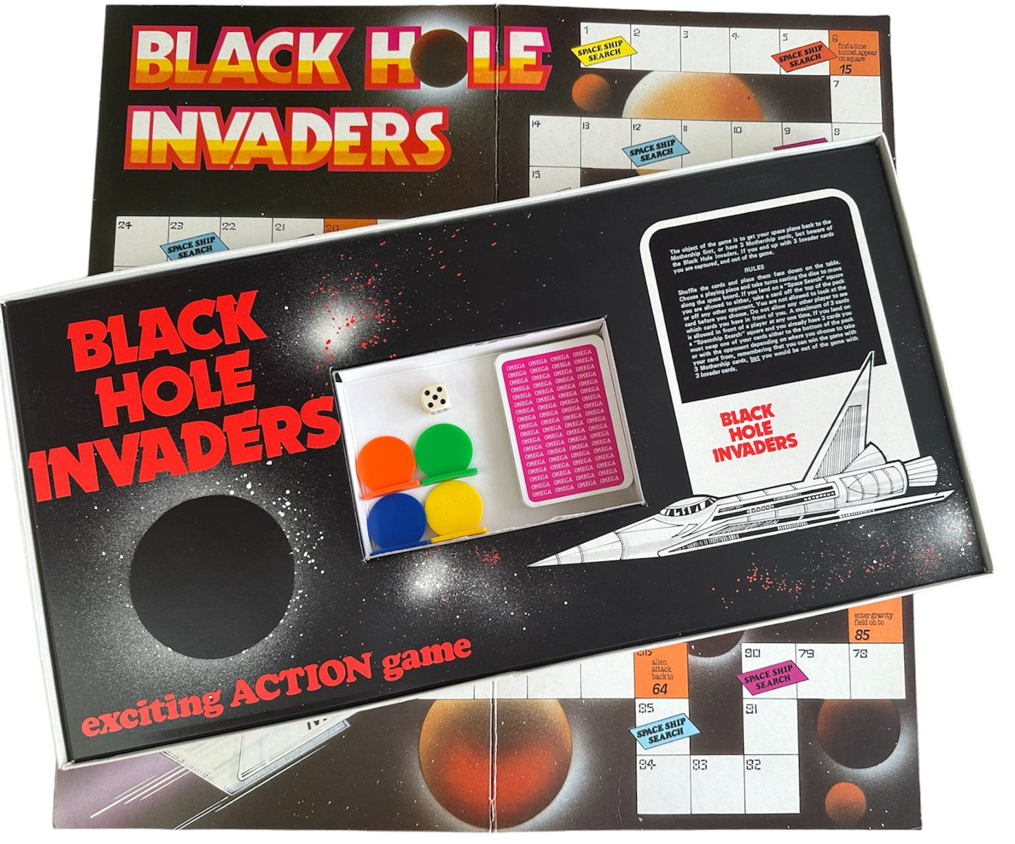 Vintage Omegagames 1970's The Black Hole Invaders Exciting Action Packed Board Game - Fantastic Condition - Fully Complete - In The Original Box