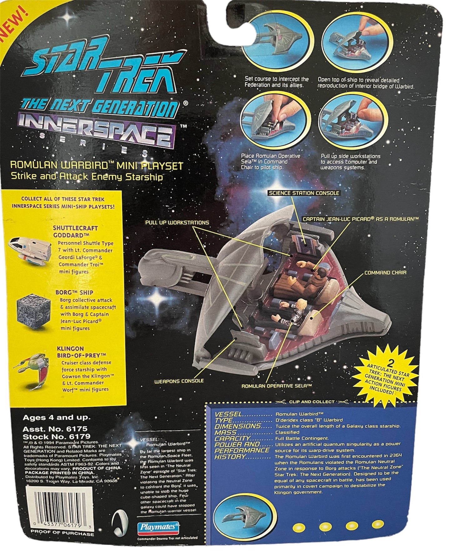 Vintage Playmates 1994 Star The Next Generation Trek Innerspace Series Romulans Warbird Mini Playset Strke And Attack Enemy Starship With Two Mini Figures Factory Sealed Shop Stock Room Find